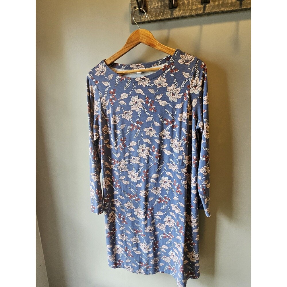 J Jill Blue  Dress Floral Print Cotton with Light Stretch Size XL